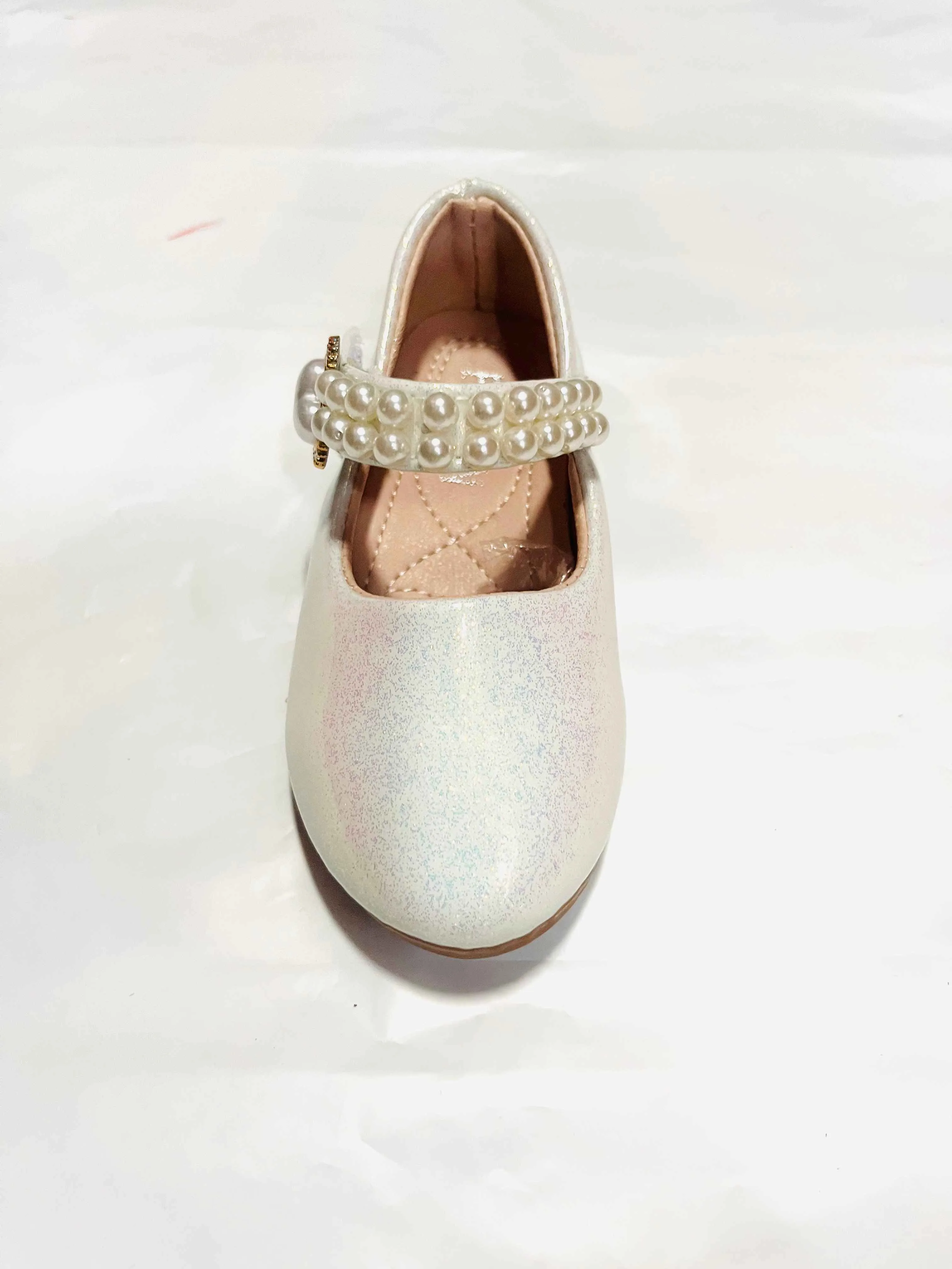 Girls' Iridescent Pearl Double-Strap Mary Jane Flat