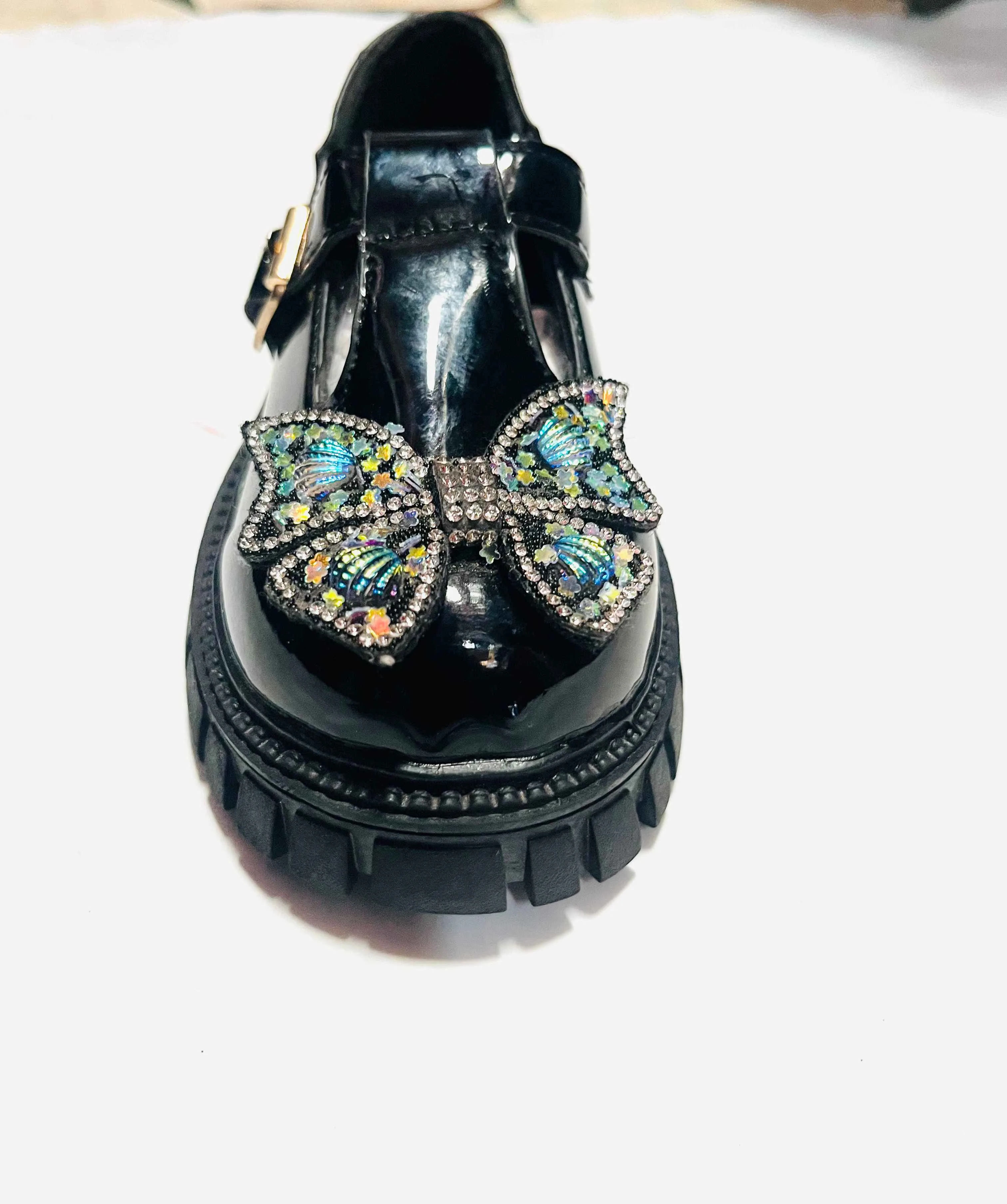 Girls' Patent Leather Platform Mary Jane (Black)