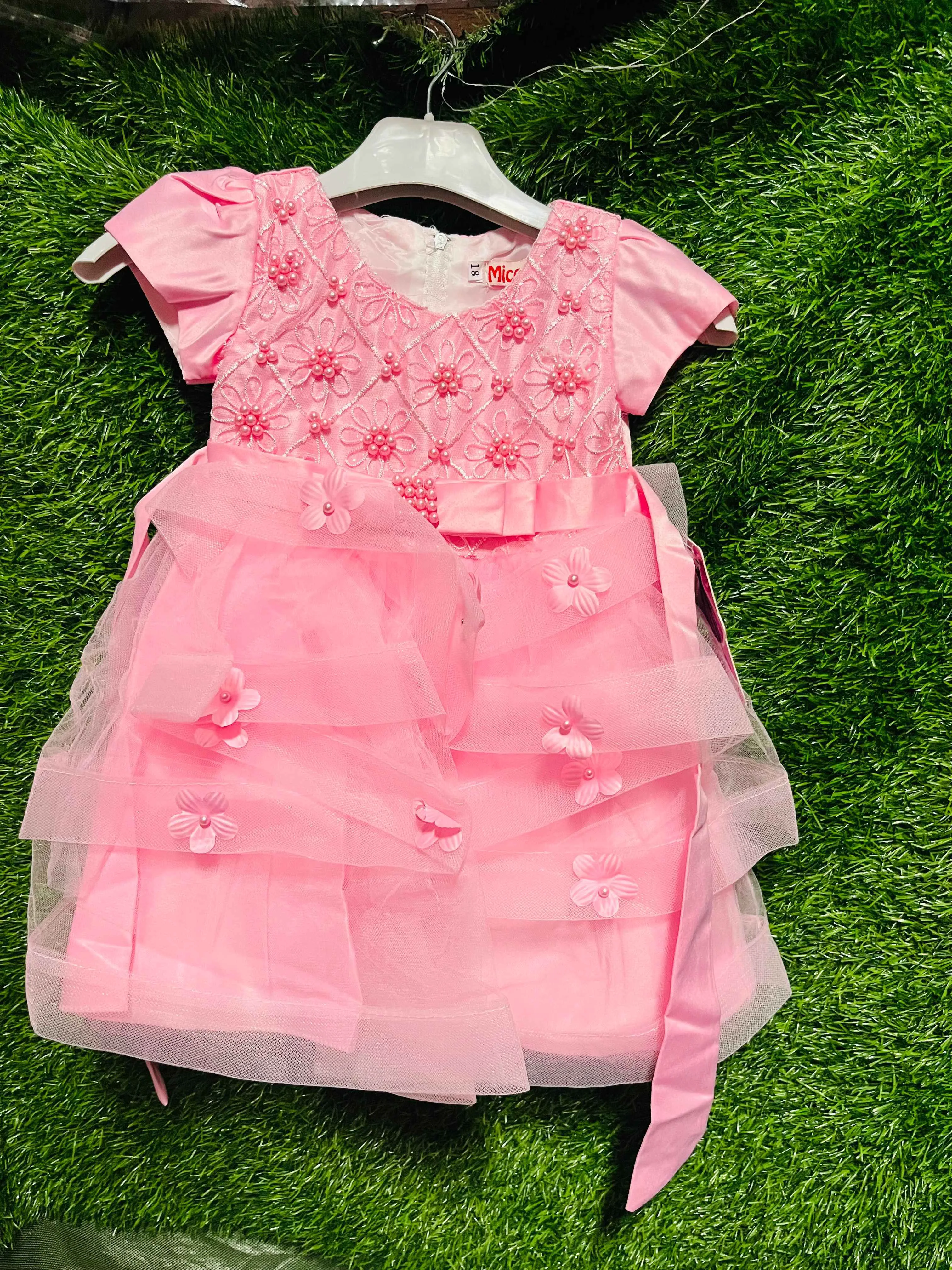 Pink Floral Embellished Dress