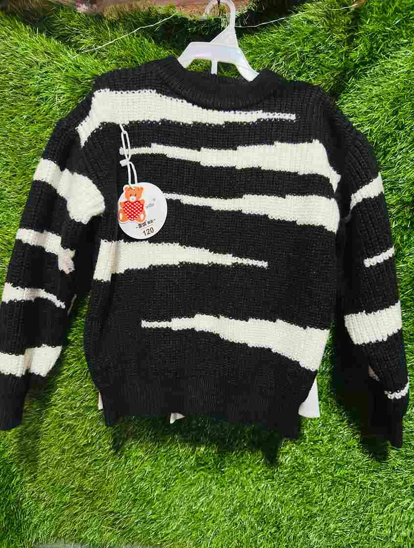 Black & white striped knit/wool sweater